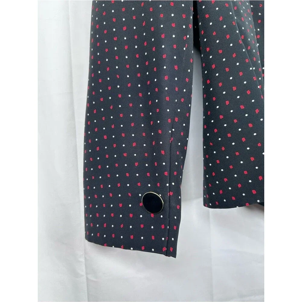 Kasper ASL Vintage Polka Dot Skirt Suit Size 14 Black Red Career Boss Lady